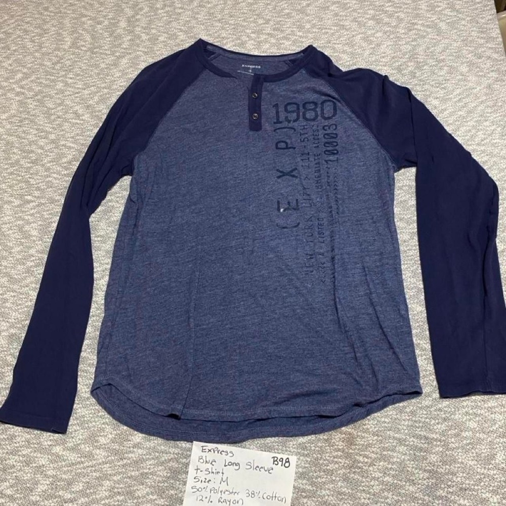 Express blue long sleeve shirt Men M. SKU-B98#express